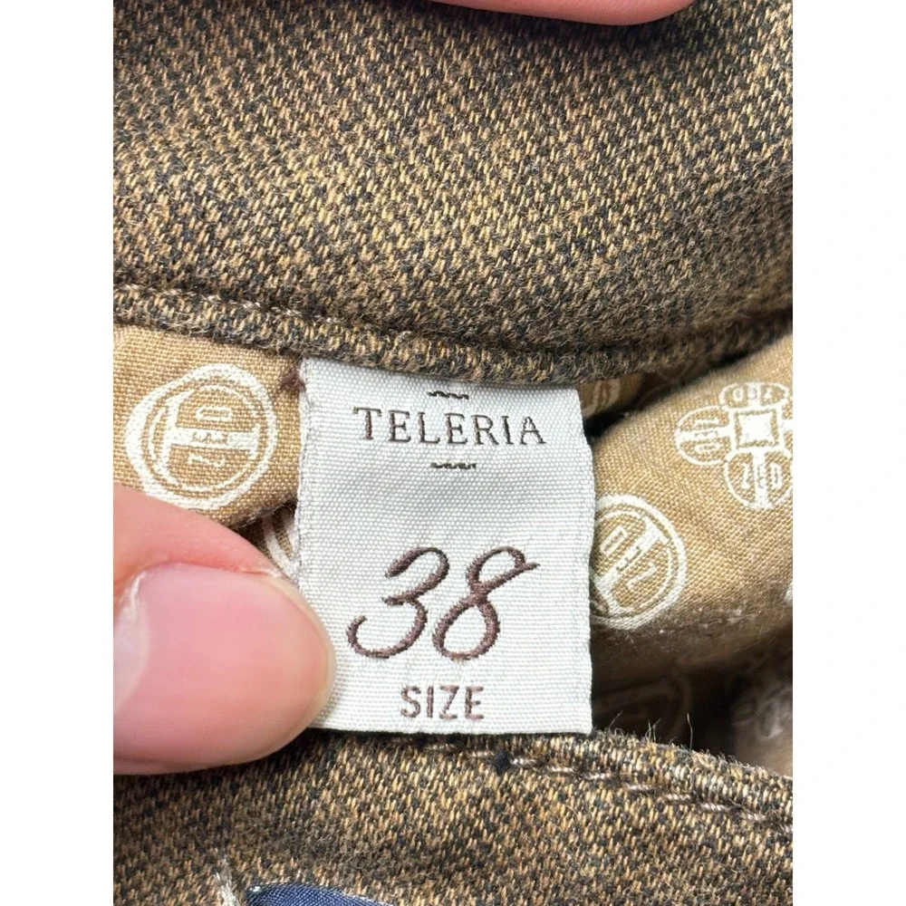 Teleria Zed Cobra 19 Brown Textured Italian Trousers Mens Size 38X29 Made Italy